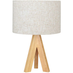 Lampe de table EDM E27 en bois et tissu - Ø 25 x 37 cm - Bois