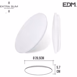 Plafonnier extra-plat 12W avec une puissance d'éclairage de 60W. Teinte de lumière : Blanc du jour 6500K. Flux lumineux : 116 ...