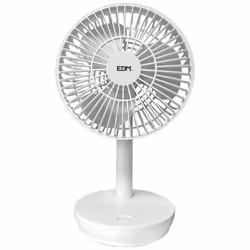 EDM Ventilateur de Bureau Blanc 4 W 16,5 x 18,5 cm Rechargeable USB