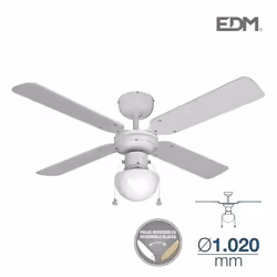 Ventilateur de Plafond avec Lumière EDM Caribe Blanc 50 W