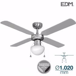 Ventilateur de plafond modèle caribe chrome puissance : 50w pales : ø102cm 3 vitesses (interrupteur à poignée) débit d'air 43 ...