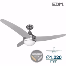 Ventilateur de plafond modèle egeo chrome puissance : 60w pales : ø122cm 3 vitesses. avec télécommande. débit d'air 6961m³/h  ...