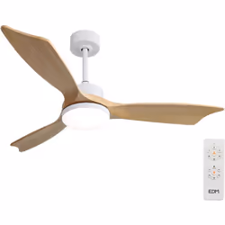 Ventilateur de plafond effet bois deluz led 3000/4000/6000k baltic edm. 2.190lm télécommande a pour choisir la teinte de lumi ...