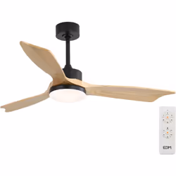 de ventilateur de plafond smart wood effect luz led 3000/4000/6000k baltic edm. contrôle via app. compatible with alexa et go ...