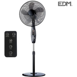 EDM - Ventilateur Sur Pied Noir Avec Télécommande Puissance: 60w Pales: Ø40cm Hauteur Réglable 110-130cm