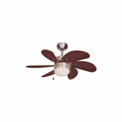 Ventilateur de plafond modèle aral wenge/nickel satiné puissance : 50w pales : ø76cm 3 vitesses (interrupteur à poignée) débi ...