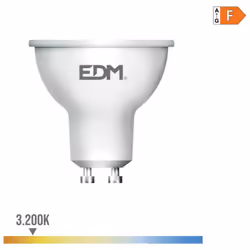 Ampoule Dichroïque Led Gu10 8w 600 Lm 3200k Lumière Chaude Ø 5 X 5,5 Cm 25000h Ac 220-240v 160° Classe F Edm