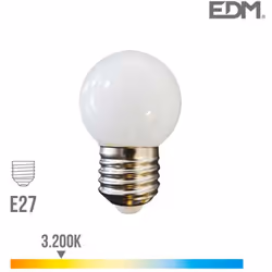 Ampoule LED E27 1,5W lumière équivalente à 15W. Teinte de lumière : Blanc Chaud 3000K - angle d'éclairage à 360°. Flux lumine ...