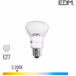 Ampoule LED E27 7W lumière équivalente à 37W. Teinte de lumière : Blanc Chaud 3200K - angle d'éclairage à 120°. Flux lumineux ...