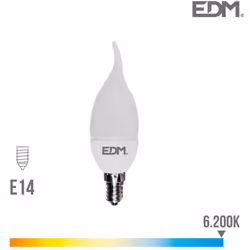 Ampoule LED E14 5W lumière équivalente à 35W. Teinte de lumière : Blanc du Jour 6400K - angle d'éclairage à 200°. Flux lumine ...