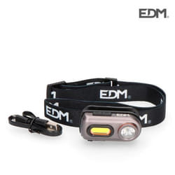Lampe de poche frontale - edm - 400lm - Rechargeable - Aluminium et plastique - 5 modes