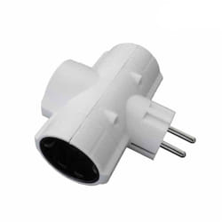 Fiche Triple Économique t/tl - 16A 250V - Compatible 2400W - Thermoplastique Blanc