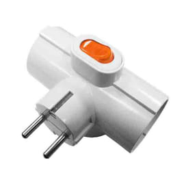 EDM - Fiche Multiprise 3 Sorties avec Interrupteur Lumineux - 16A 250V - Blanc