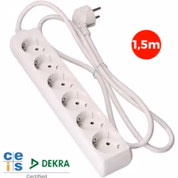 Multi-prise 6 bases schuko 1.5m 3x1.5mm edm . . . 3500W Consommation Watts : 3500W Indice de Protection IP : IP20 Couleur : B ...