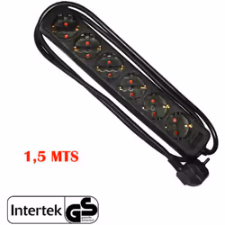 Multiprise 6 Prises Schuko 1,5m 3x1,5mm Noire Edm