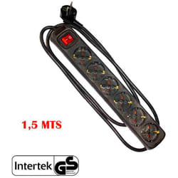Multiprise 6 Prises Schuko + Interrupteur 1,5m 3x1,5mm Noire EDM
