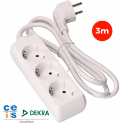 Multi-prise 3 bases schuko 3m 3x1.5mm edm . . . 3500W Consommation Watts : 3500W Indice de Protection IP : IP20 Couleur : Bla ...
