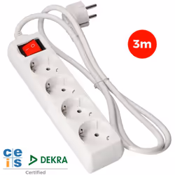Multi-Prise 4 Bases Schuko + Interrupteur 3m 3x1,5mm Edm