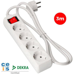EDM - S.of. multi-prise 4 bases schuko + interrupteur 3m 3x1,5mm