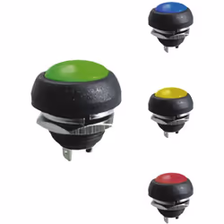 Bouton poussoir court 1a 250v ext 7,8x17,4mm encastrable : 13,32x11,5mm (vert, jaune, bleu et rouge). . . Indice de Protectio ...