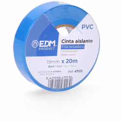 Ruban isolant 20mx19mm bleu edm haute qualité 10 u. En vrac. . . Matériau : PVC Indice de Protection IP : IP20 Certification  ...