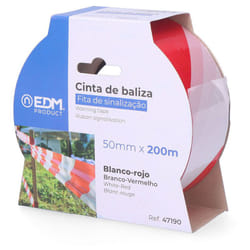 EDM - Ruban de balisage blanc/rouge 200mx50mm
