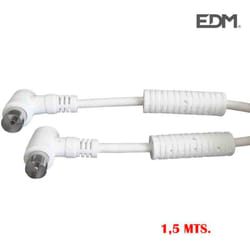 EDM - Rallonge tv-vidéo coudée avec filtre 9,5mm 1,5m blanche