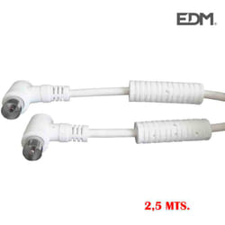 EDM - Rallonge tv-vidéo coudée avec filtre 9,5mm 2,5m blanche