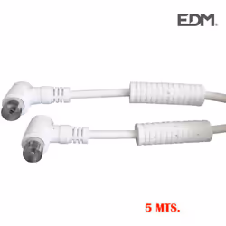 Rallonge tv-vidéo coudée avec filtre 9,5mm 5m blanche sous film rétractable. . . . Indice de Protection IP : IP20 Couleur : B ...