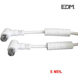 EDM - Rallonge tv-vidéo coudée avec filtre 9,5mm 5m blanche
