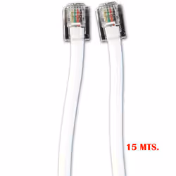 Rallonge prise de téléphone 15m 4 voies mâle- mâle edm. . . . Matériau : PVC Indice de Protection IP : IP20 Couleur : Blanc C ...