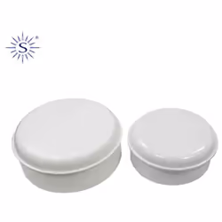 Boîte de dérivation ronde Solera. Largeur de la boite : 40mm., hauteur : 100mm, Ø113mm. Boitier en thermoplastique blanc. Mod ...
