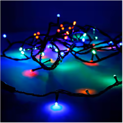 Guirlande Easy-Connect 4m 60 Led Multicouleur 30v Ip44 (USAGE Int. Ext.) Câble Vert - Transformateur D'alimentation Non Inclu ...
