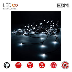 Rideau lumineux easy-connect 2x1mts 10 bandes 100 led blanc froid 30v (usage int. ext.) edm total 18w