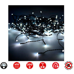 Rideau Lumineux Easy-Connect 2x2m - 200 led Blanc Froid - Intérieur/Extérieur - 3,2W - 10 Bandes