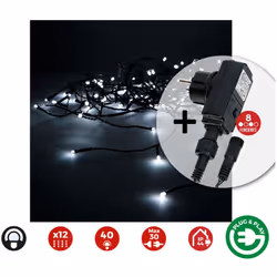Rideau Icicle Avec Programmeur Easy-Connect 2x0,5m (largeur/hauteur) 12 Bandes 40 Leds Blanc Froid Edm