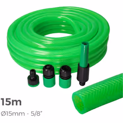 Kit tuyau d'arrosage ø intérieur 15mm ø extérieur 20mm (5/8") rouleau 15mts avec accessoires anti uv anti algues anti torsion ...
