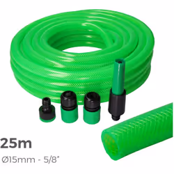 Kit Tuyau D'arrosage Anti-Torsion Couleur Vert Fluor Ø Intérieur 15mm Ø Extérieur 20mm (5/8"") - Rouleau 25m Tuyau Flexible P ...