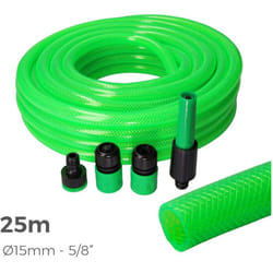 EDM - Kit Tuyau D'arrosage Anti-torsion ø Intérieur 15mm ø Extérieur 20mm (5/8'') - Rouleau 25m Avec Accessoires