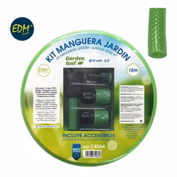 Kit tuyau d'arrosage anti-torsion Ø intérieur 19 mm Ø extérieur 25 mm (3/4") - Rouleau de 15 m avec accessoires EDM Tuyau d'a ...