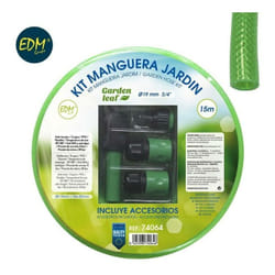 EDM - Kit tuyau d'arrosage anti-torsion ø intérieur 19 mm ø extérieur 25 mm (3/4') - Rouleau de 15 m avec accessoires