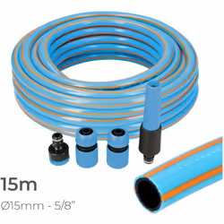 Kit De Tuyau De Jardin Professionnel Intérieur Ø15Mm Extérieur Ø20Mm (5/8) 15M Avec Accessoires Pvc Edm. 3 Couches Haute Rési ...