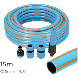 EDM - Kit De Tuyau De Jardin Professionnel Intérieur Ø15Mm Extérieur Ø20Mm (5/8'') 15M Avec Accessoires Pvc