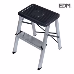 Tabouret - Aluminium - 2 marches - Noir - Pliable - 150 kg max
