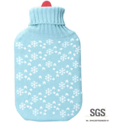 Bouillotte à Eau Chaude Bleue Flocons Blancs 2 l
