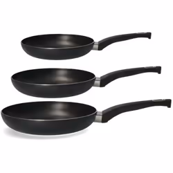 Set 3 Poêles Anti-Adhérentes ""BASIC Line"" Edm: Comprend Des Poêles De Ø20x4,5cm, Ø24x4,6cm, Ø28x5cm Adapté Pour Induction,  ...