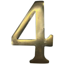 Numéro de maison 4 en laiton puli 10cm fixation invisible