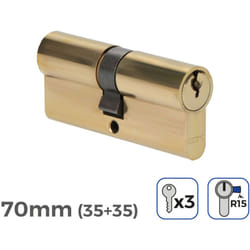 EDM - Cylindre de porte 70mm (35+35mm) largeur de came r15 3 clés inclus