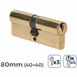 Cylindre De Porte 80mm (40+40MM) Largeur De Came R15 3 Clés Inclus Edm