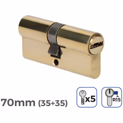 Cylindre De Porte 70mm (35+35MM) Largeur De Came R15 5 Clés De Sécurité Inclus Edm